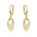 Kolczyki złote listki w dwóch kolorach złota na angielskim zapięciu