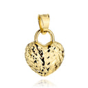 Gold diamond-cut heart padlock pendant