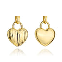 Gold heart padlock pendant with grooved decoration