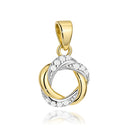Gold braided pendant with cubic zirconia